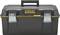Black toolbox with yellow 'Stanley Fatmax' logo and two silver locks on the front.