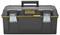 A black toolbox with a 'Stanley Fatmax' logo on the lid. The box has metal latches and a carrying handle.