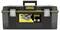Black toolbox with 'STANLEY FATMAX' in yellow. Two silver locks. Central yellow label shows illustration of contents.