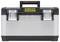 Tool case with 'STANLEY FATMAX' printed on the lid. Robust, silver construction with black elements and two metal loops.