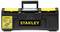 Black toolbox with a yellow 'STANLEY' logo in the centre, yellow clasps and a carrying handle.