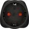 Black socket with earthing, two red socket holes, and the inscription '16/250', suitable for 16 amperes and 250 volts.