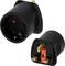 A black travel adapter with EU socket input and UK plug. The adapter features a built-in safety switch.