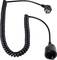 A black, spiral extension lead with a Schuko plug and a Schuko socket, suitable for electrical appliances.