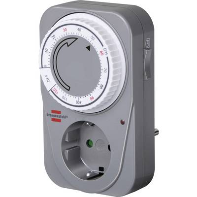 Mechanical timer plug with a rotating 24-hour dial and built-in electrical outlet for scheduling power on and off.