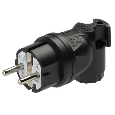 PCE 05811-s Safety L-shape mains plug Rubber  230 V Black IP44