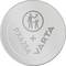 A silver button cell battery with the inscription 'PX625A + Varta' and a symbol reminding adults to keep the battery away from children.