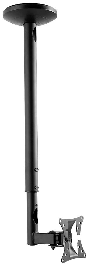 Ceiling-mounted monitor bracket, black, with adjustable joint, height and tilt adjustable, suitable for office or home use.