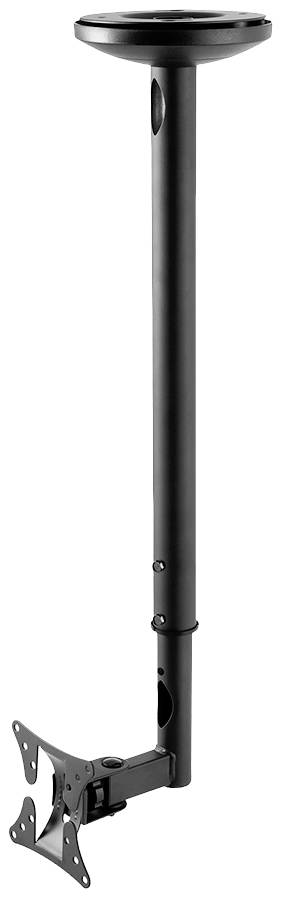 Black ceiling mount for television or monitor with adjustable arm; suitable for fixing to the ceiling.