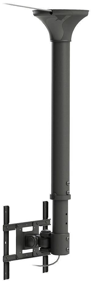 Mounting bracket with a long, adjustable arm and mounting plate, suitable for ceiling installation of electronic devices such as projectors.