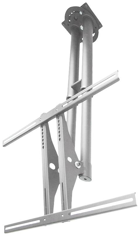 Metal ceiling mount for flat-screen televisions, showing an adjustable arm structure for fixing the television to the ceiling.