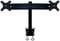 Black Dual Monitor Mount with VESA Brackets, adjustable, for desk attachment to improve ergonomics and save desk space.