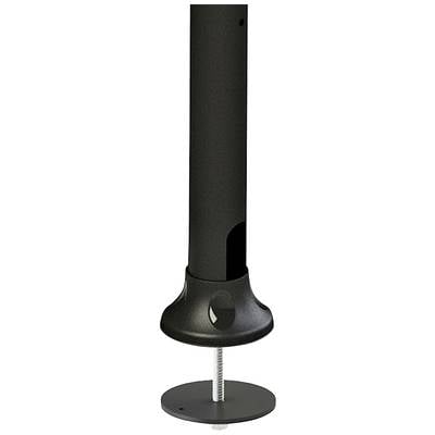Black metal post with a round base and fixing screw, suitable for installation in various environments.