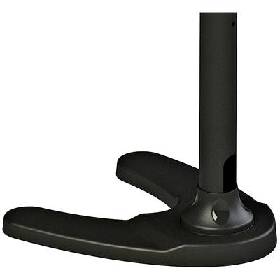 Black, curved metal stand with a round mounting base. Ideal for robust stability and modern furniture designs.