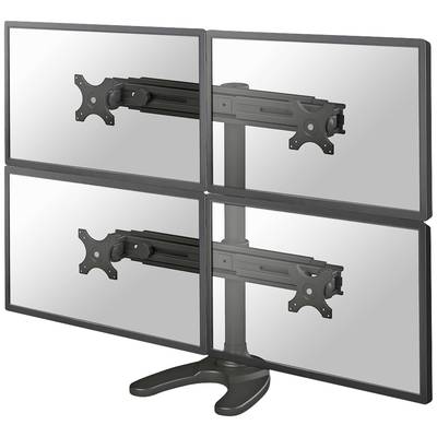 Four monitor mounts on a stand, suitable for mounting multiple displays.