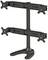 'Black dual monitor stand with vertical mounting, sturdy base and adjustable arms for flexible screen setup.'
