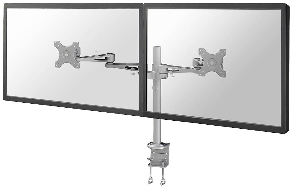 Neomounts FPMA-D935D 2x Monitor desk mount 25,4 cm (10) - 68,6 cm (27) Silver Height-adjustable, Tiltable, Swivelling, Swivelling