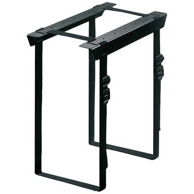 A black, rectangular metal frame resembling a table or stand. It has no visible surface or shelf.