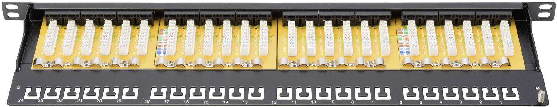 Digitus DN-91624U-SL-SH 24 ports Network patch panel 483 mm (19) CAT 6 0.5 U Black Equipped