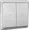 A double light switch in white plastic with upward and downward arrow symbols.