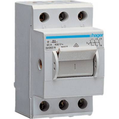 Main switch   Grey 3-pin  63 A  230 V AC, 400 V AC  Hager SH363N