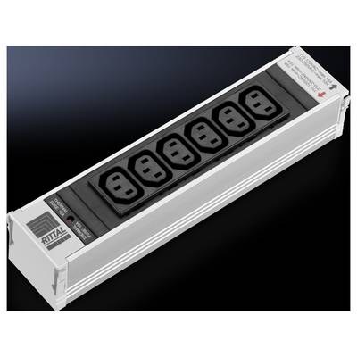 A six-socket power strip by Rittal, designed for industrial applications. Primarily in black and silver colourway.