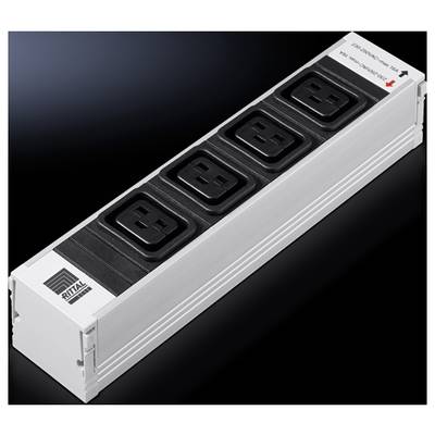 'Vertical 16A PDU with four power outlets and black enclosure, suitable for IT and network environments'