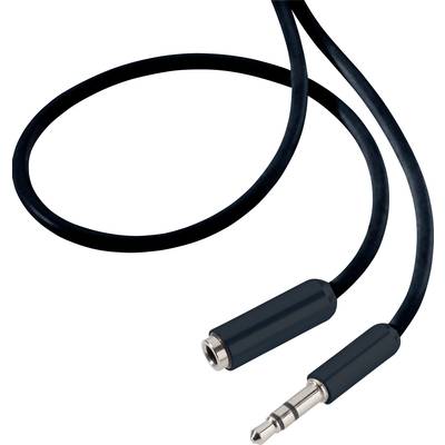 SpeaKa Professional SP-7870468 Jack Audio/phono Cable extension [1x Jack plug 3.5 mm - 1x Jack socket 3.5 mm] 3.00 m Bla