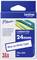 Packaging for a 24mm laminated label tape cassette by Brother. The cassette is blue with white text and 8 metres long.