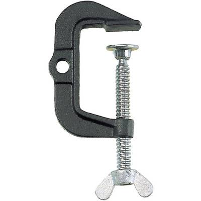 A metal clamp with a wing nut and screw mechanism for securing or fixing objects in craft projects.