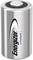 An Energizer silver lithium battery, vertically positioned, with black and blue text.