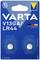 'Varta' Alkaline batteries V13GA/LR44, pack of 2, on blister card, highlighted: 'Battery Experts since 1887', child safety.