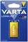 'VARTA Longlife 9V Alkaline Battery in Packaging, Yellow-Blue Design, Suitable for Low-Energy Devices.'