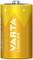 Yellow alkaline battery by VARTA, type 'LONG LIFE', with 1.5V. 'MADE IN GERMANY' is printed at the bottom.