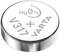 A silver button cell battery with the inscription 'Hg 0%' and 'V317 + VARTA', indicates a mercury-free composition.