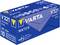 A blue packaging for Varta watch batteries V321 containing 10 batteries. Contains information such as 1.55V, SR616SW, mercury-free.