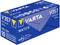 A blue box labelled 'Varta Watch V357', contains 10 silver 1.55V watch batteries. Mercury-free (Hg 0%).