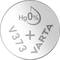 Round button cell with the inscription 'Hg 0%', '373', '+' and 'VARTA', indicates mercury-free battery.