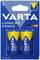 Two Varta Longlife Power batteries in size C in a blister pack. The packaging is blue with yellow and white text.