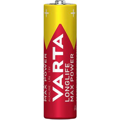 Yellow and red VARTA AA batteries with 'MAX POWER' and 'LONGLIFE' text. Alkaline, 1.5V.