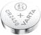 A CR2450 VARTA button cell battery. At the top, there is a symbol featuring an adult and a child figure.