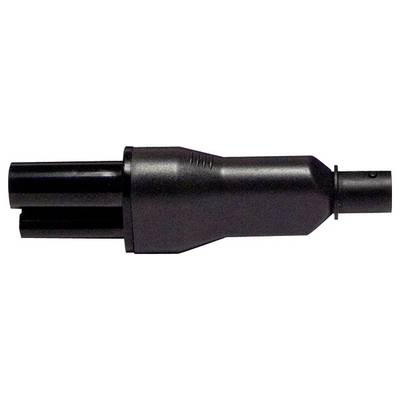 Black plastic protective cap for power tools. Cylindrical shape with ribbed end for secure grip.