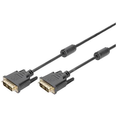 Digitus DVI Cable DVI-D 18+1-pin plug, DVI-D 18+1-pin plug 2.00 m Black AK-320100-020-S screwable, incl. ferrite core DV