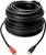 A long black HDMI cable with a red and a black plug at the ends, coiled in a generous loop.