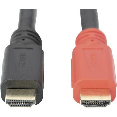 Two HDMI cables with black and red connectors.