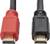 Two HDMI cables, one with a red plug marked 'A1', the other with a black plug marked 'SOURCE'.