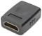 Black HDMI coupler with HDMI socket, suitable for connecting two HDMI cables.