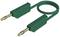 Green cable with banana plugs on both ends, with a wavy/undulating shape.