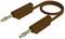 Brown electrical cable with two banana plugs.
