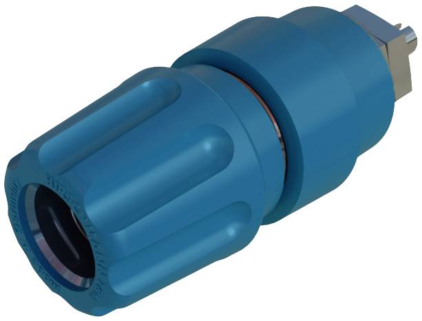 Blue, cylindrical adapter with a ribbed surface, presumably for technical or mechanical applications.